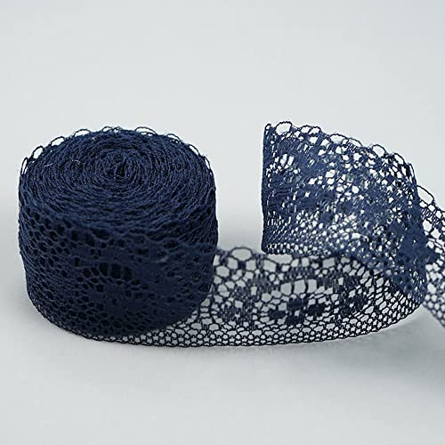 10 M Spitzenbordüre Spitzenband, Breite 4cm Vintage Spitzen Band Geschenkband Dekoband Spitzenborte Zum Basteln Nähen Weihnachten Ostern Hochzeit Geschenkverpackung Tischdeko DIY Handwerk,Navy blau