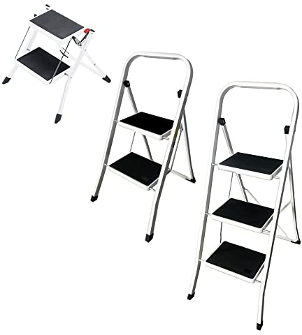 2 Step Ladder Small Step Ladder Folding Ladder Kitchen Steps Fold away Lightweight 2 Step Folding Stool,for Home/Kitchen