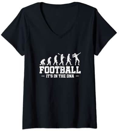 Damen American Football Evolution mit Its In My DNA Hail Mary T-Shirt mit V-Ausschnitt