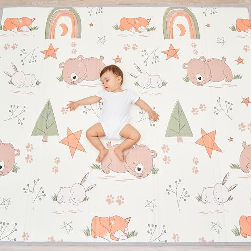 Alfombra Bebe Acolchada Plegable 180x200x1.5cm - Manta De Juegos - Manta Actividades Impermeable Reversible - Tapete De Actividades - Gimnasio Infantil Bebe - Regalo Bebé