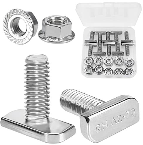 Viti a Testa Martello t Bolt Vite Bullone Con Dadi a Flangia m8 10pezzi Viti Per Guida Di Ancoraggio Per Serra Fotovoltaica Solare Guida Di Montaggio In Acciaio Inox