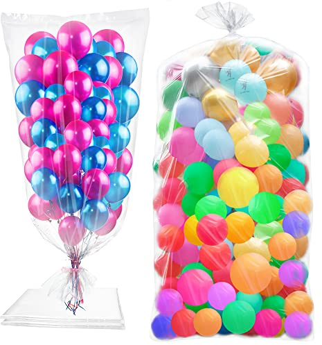 2 Pcs 98.4 x 59 Inches Large Balloon Bags for Transport, Christmas Tree Disposal and Storage Bag, Clear Balloon Drop Bag, Giant Carrying Storage Bags for Wedding Birthday Party Supplies