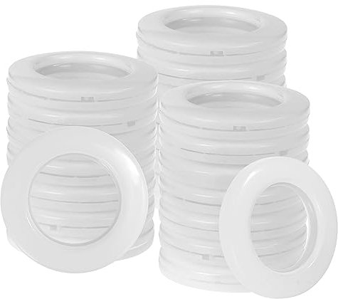 Knpwer 32 anelli per tende, occhielli in tessuto, rotondi, in plastica, diametro interno 40 mm, anelli fai da te per tenda da doccia (bianco)