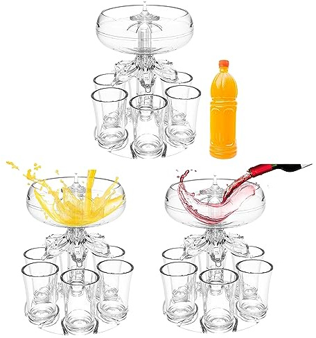 Eayoly Shot Glass Dispenser, Clear 6 Shot Glass Dispenser and Holder Set Drink Dispenser Acrylic Liquor Dispenser Home Bar Accessories, for Beverage, Whiskey, Cocktails (18*Wine Glasses+3*Brackets)