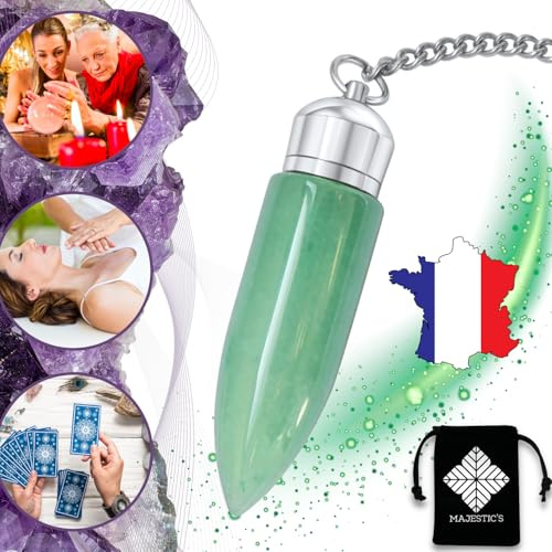 Pendule Divinatoire Aventurine Verte avec Chambre Témoin (Unique)– Collection Prestige – Pendule de Radiesthésie en Pierre d’Aventurine Verte Naturelle – 19 GR [GARANTIE A VIE]