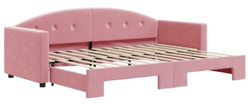 vidaXL Tagesbett, Sofabett Ausziehbar, Gästebett Schlafsofa für Schlafzimmer Wohnzimmer, Ausziehbett Sofa Bettsofa, Modernes Design, Rosa 80x200cm Samt