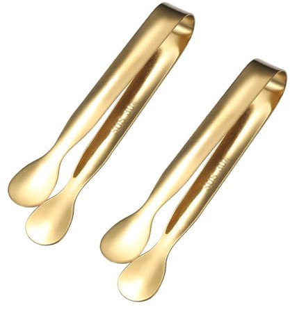 Pinzas de hielo para azúcar, mini pinzas para servir aperitivos de acero inoxidable (dorado)