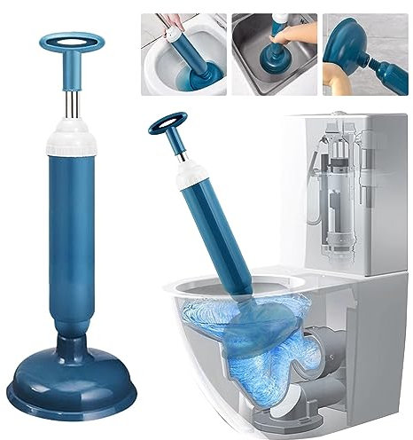 Pömpel Pümpel Saugglocke Abfluss Spülbecken Plunger Abflusspumpe Pressluft Rohrreiniger Druckluft Rohrfrei Pumpe WC Verstopft Stark, Blau