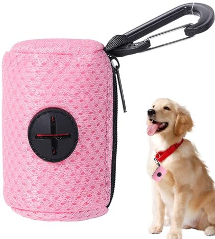 Ristyur Hundekotbeutelspender, Leine-Befestigungs-Hundetaschenspender aus Netzgewebe mit Reißverschluss, Hundebeutelspender mit großer Kapazität, tragbarer Kotbeutelhalter für Hunde, Spaziergänge