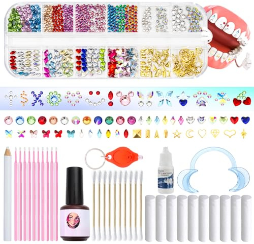 WATRZ 690-teiliges Zahn-Edelstein-Set, Zahn-Edelstein-Set für Zähne, DIY-Kristalle, Juwel für Mädchen, Y2K, modisch für Jungen, harmlos (690)