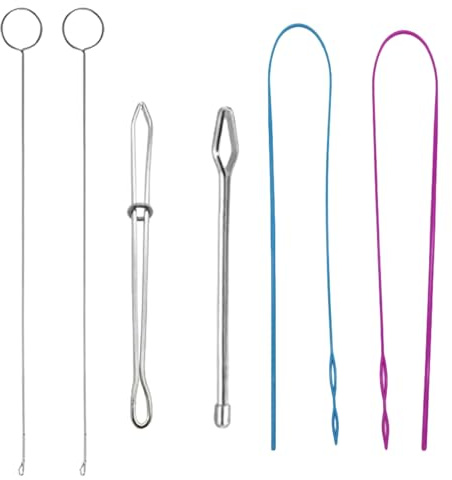 BOBOZHONG Nähschlaufen Set,6 Stück Kordel Einfädelhilfe einfädelhilfe für nähnadeln Flexibler Schlaufenwender Metalleinfädler,Durchziehnadel Elastische,für Stickerei Nähen Sicken DIY Handwerk