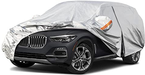 Kayme 6 Schichten Autoabdeckung Wasserdicht Atmungsaktiv, Vollgarage Autoplane für Sonne Staub Schutz, Kompatibel mit GLE, BMW X5, Grand Cherokee, Cayenne, Audi Q7 Abdeckplane für SUV (485 bis 510 cm)
