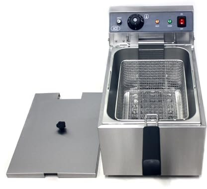 Commercial Deep Fat Fryer, 17L Large Electric Deep Fryer with Chip Basket and Lid Temperature Control Stainless Steel Frying Machine(240V 3KW)