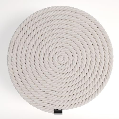 LOUIKAY Cordino Macrame, 15m x 10mm Filo in Cotone Naturale Corda Macrame Intrecciato Corda di Canapa per Fai-da-Te, Giardino, Decorazione Artigianale (Bianco)