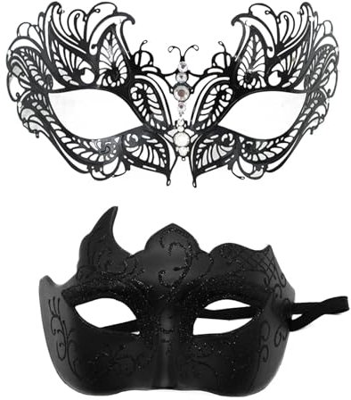 ycezw Karnevalsmaske, Spitzenmaskerade-Maske - 2X Maskerade-Augenbinde-Gesichtsbedeckungen - Glitzerndes Maskerade-Masken-Set, Cosplay-Zubehör für Halloween-Karneval