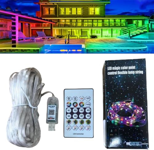 Smart Rainbow Bande lumineuse LED permanente d'extérieur – Bande lumineuse LED d'extérieur intelligente étanche IP65 avec 80 DEL de couleur arc-en-ciel pour décoration, Noël (20 m)