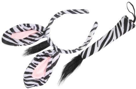 Mikinona Zebra Haarreif Mit Schwanzset 2 Teiliges Tierkostü Zubehör Für Fasching Karneval Und Maskerade Mit Lustigen Zebra Ohren Und Für Tier Cosplay Partys