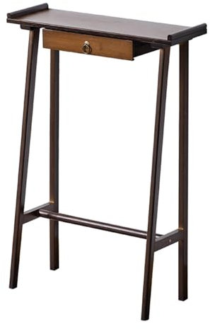 Mesa consola de madera rústica con cajones y mesa de almacenamiento para sala de estar, fácil montaje, acabado de nogal (60 cm)