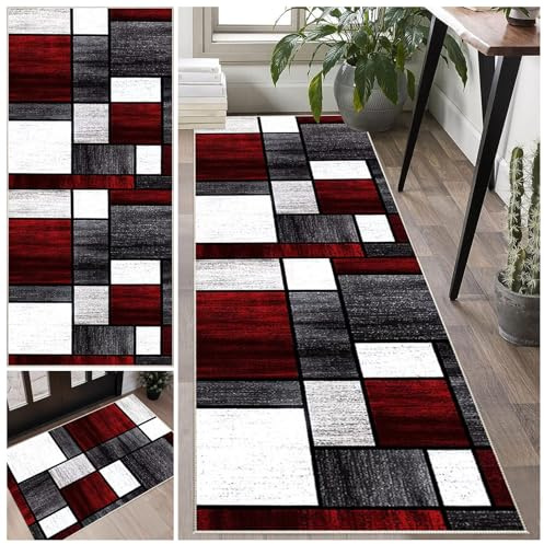 Laegnfho Teppich Läufer Flur rutschfest Lang 40 x 60 cm | Waschbar Kurzflor Küchenläufer, Korridor Teppich Läufer Eingangsbereich Innen für Flur, Schlafzimmer, Küche, Eingang