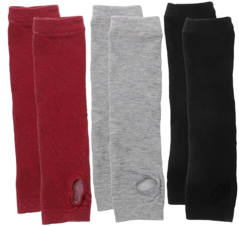 DEARMAMY Guanti Senza Dita Donna Guanti Lunghi Senza Dita Invernali Con Foro Per Il Pollice Maniche in Misto Cotone Lavorate a Maglia 3 Paia Per E Autunno