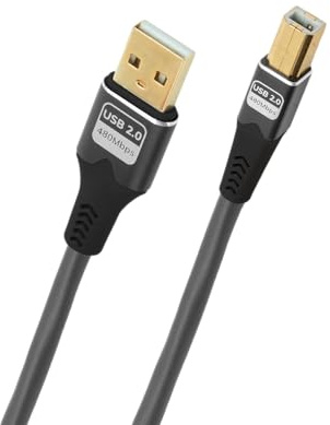 OEHLBACH USB Pulse AB - USB Typ A auf Typ B Kabel - 480 Mbps Datenrate, TPE-Mantel, OFC Innenleiter, effektive 2-fach Schirmung, anthrazit – 3 m