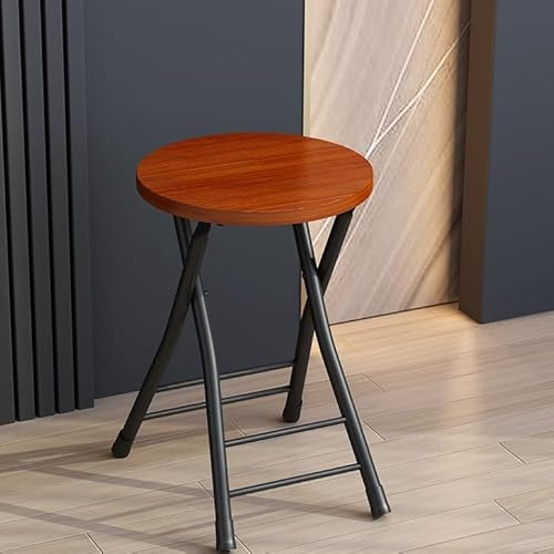 YFQYRB Runde Klapphocker Holz Barhocker 45cm Zusammenklappbar Bürohocker Outdoor Klapphocker Tragbarer Küchenhocker Klapp-Essstuhl(Teak)