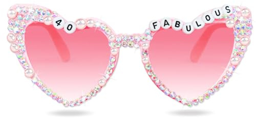 Topfunyy Lunettes de soleil pour 30e anniversaire pour femme - Blanc 30 & Fabulous Lunettes de soleil brillantes en diamant pour femme - Accessoires de fête pour 30e anniversaire