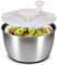 Centrifugadora de ensalada de acero inoxidable 304, 5 l, centrifugadora de alta calidad, incluye tapa, base antideslizante, centrifugadora grande con accionamiento de manivela, fácil de limpiar
