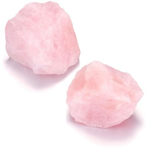 CrystalTears 2pcs Rose Quartz Crystals Healing Stones, 4.5-5.5cm Raw Pink Rose Quartz Stone, Natural Healing Crystal Rough Gemstones for Reiki Meditation Crystal Gifts for Crystals Lover Beginners