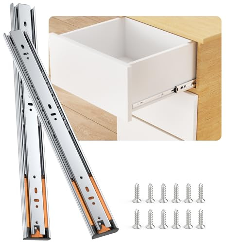 ELEBUILD Schubladenschienen Vollauszug 400mm, Soft Close Auszugsschienen Rollenauszug, Strapazierfähig Tragkraft 45KG, Kugellager Schubladenauszug, Schubladen Schienensystem (1 Paar, 2 Stück)