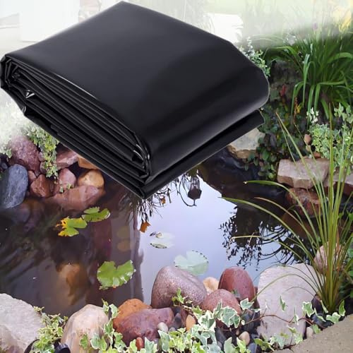 Pond Liner 2M X 2M Thickness 16mil HDPE Black Ponds Lining Heavy Duty Membrane Flexible Anti Seepage Membrane Film for Streams Fountains Aquaculture Preformed Pond Liners(10X20FT)