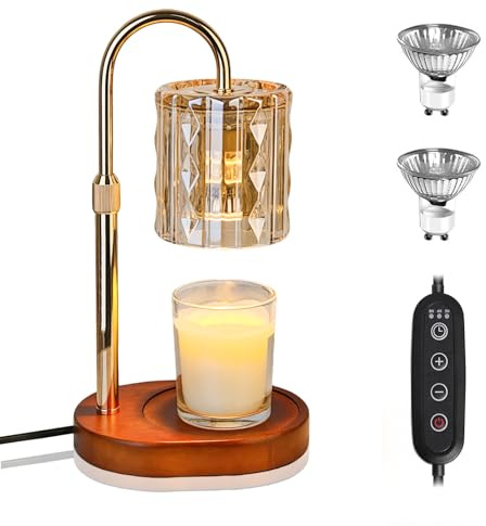 HAIDOLIANG Scented Candle Warmer Lamp with Timer, Adjustable Height & Stepless Dimmable，Gifts (Amber Asterism) | Stepless Dimmable, Birthday Gifts for Women/Mom, Unique Home Decor