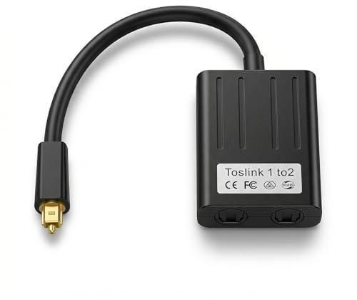 Toslink Splitter 1-i-2-Out optisk ljudsplitter SPDIF distributör optisk ljudkabel, adapter Toslink-distributör för TV-soundbar-mottagare DVD Blu Ray, optisk ljudkabel, adapter
