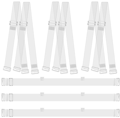 3 Paar BH Durchsichtige Träger Und 3 Stück BH Rücken, Unsichtbare Klare BH-Träger, Transparente Ersatz BH Schultergurte, Rutschen BH-Zubehör für Fitnesssport Frauen Trägerlose BHS