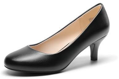 DREAM PAIRS Women's Dress Comfortable Low Heel Pump Shoes,Size 8,Black/Pu,LUVLY