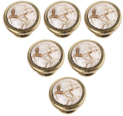 Creatwls 6 pcs Antike Möbelknöpfe und Griffe Marmor Keramik Griff für Küche Schränke Schranktür Knöpfe Schublade Zieht Küche Haus Dekoration Möbelgriffe