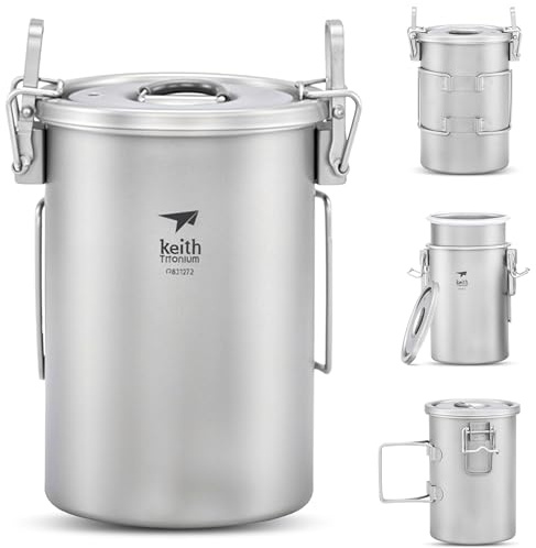 Réchaud Multifonction En Titane Keith, Ensemble De Cuisine De 900 Ml Avec Couvercle, Petite Poêle De Camping Avec Poignée Pliable Pour Une Manipulation Facile, Idéale Pour La Randonnée et Le Camping