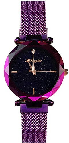 rorios Damen Uhren wasserdichte Quarz Armbanduhr Sternenklarer Himmel Dial mit Edelstahlarmband Mode Kleid Uhren für Damen