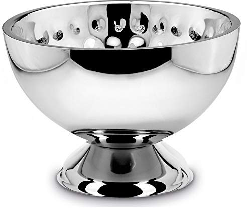 Edelstahl Flaschenkühler Ø 32 cm - große edle Edelstahlschale - XL Schale mit Fuß ideal als Tischschale für Eis, Flaschenschale, Sektschale, Weinschale oder Champagnerschale nutzbar