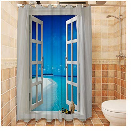 KnSam Anti-Schimmel Duschvorhang PEVA Waschbar，Wasserdicht, Anti-Bakteriell Badewanne Vorhang inkl. 12 Duschvorhangringe für Badzimmer - Stil 1 180x180cm