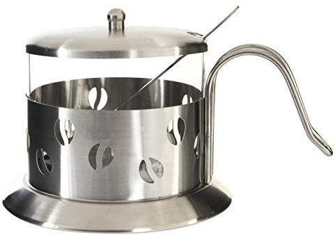 AVENUELAFAYETTE Sucrier INOX et Verre Design Moderne déco Grains de café 200 ML + cuillère