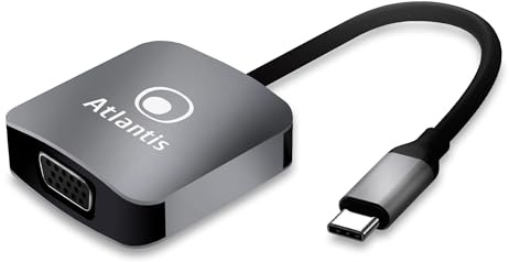 Atlantis A04-TC_VGA Adaptateur USB C vers VGA, 1080p 60 Hz, pour Ordinateur Portable. pour connecter Un PC/Portable avec Port USB C à Un Moniteur, projecteur, avec entrée HDMI. Câble de 10 cm.