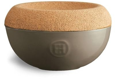 Emile Henry EH958761 Salt Pot, Ceramic, Flint Grey, 14.6 x 14.6 x 8.6 cm