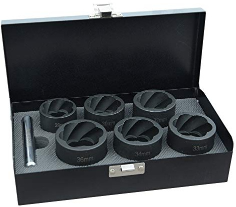 Hesselink SN-1200 Spezial Schraubenausdreher Set 7-tlg. I für Schrauben die sich mit normalem Werkzeug nicht mehr öffnen lassen I Industriequalität I 28-36mm I für Schlagschrauber zugelassen