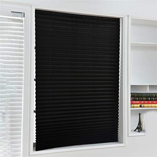 #N/A Vlies Plissee Blind Stoff Plissee Rollo Temporäre Jalousien Plissee Papier Schatten Jalousien Blackout Shade Plissee Jalousien, 90 * 180 (Schwarz)