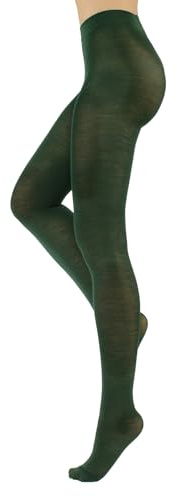 CALZITALY Collant Lana Merino, Calze Donna, Collant Inverno | Nero, Grigio, Marrone, Verde, Navy, Viola, Bordeaux, Beige, Avorio | S, M, L, XL | 100 DEN | Made in Italy (L, Verde)