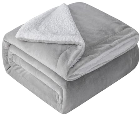 Mixibaby Hochwertige Wohndecken Kuscheldecken, extra Dicke warm Sofadecke/Couchdecke, Größe:150 cm x 200 cm, Farbe:Hellgrau