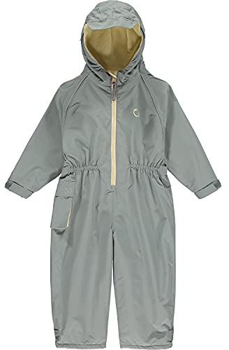Hippychick Fleece Lined Waterproof Overalls For Kids - Puddle Suit 3-4 Years - Perfect For Any Situation - Snowsuit for Kids - All in one Rain Suit - Cool Grey