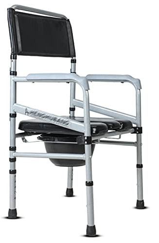 Daoyuan Klappbarer Toilettenstuhl Höhenverstellbar,Ultra Premium Gepolsterter Duschstuhl,Antirutschenden WC-Stuhl Mit Toiletteneimer,Bequeme Und Sicherere Pflege Stuhl (Color : BlackA)