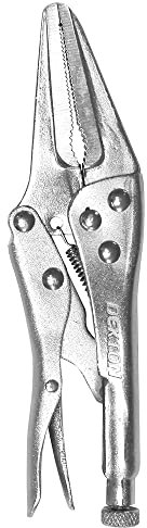 Dekton Long Nose Locking Grip Plier-155mm Quick Release Lever with Adjustable Screw|Hardened,Tempered Steel|Precision Milled Teeth|Ideal for Tightening, Gripping, Bending|Ergonomic Handle for Control